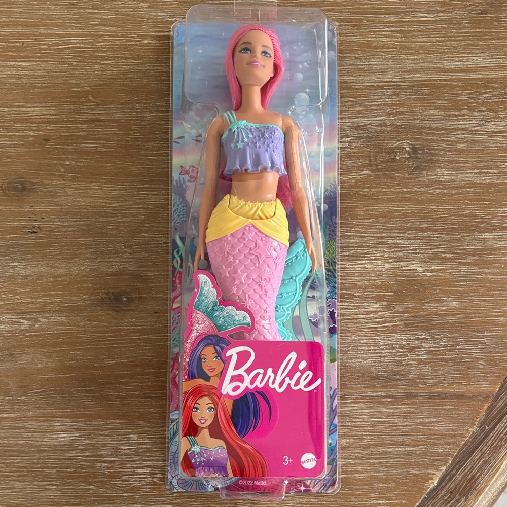 New In Box Barbie Mermaid Doll in Pink, Lavender and Yellow